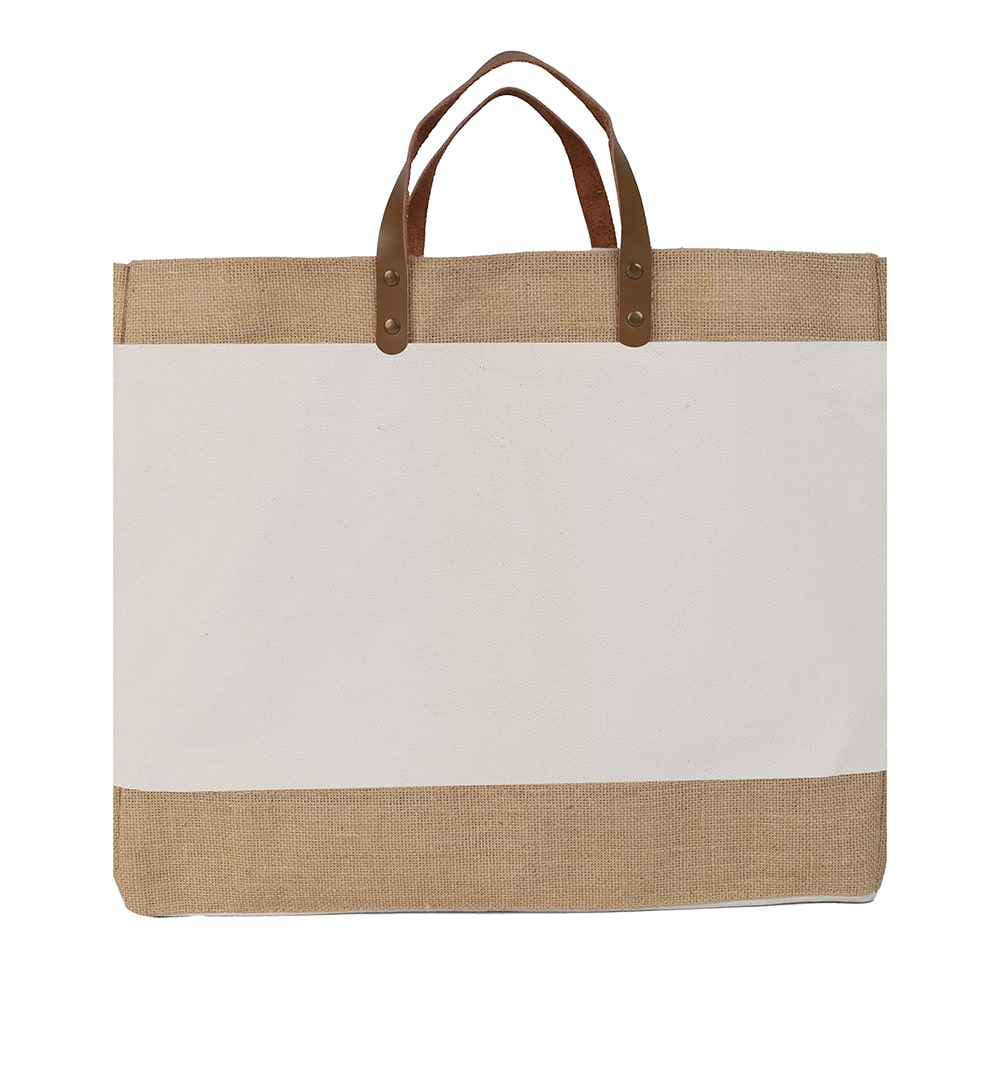 ZAKEN - Canvas & Jute Bag with Leather Handle