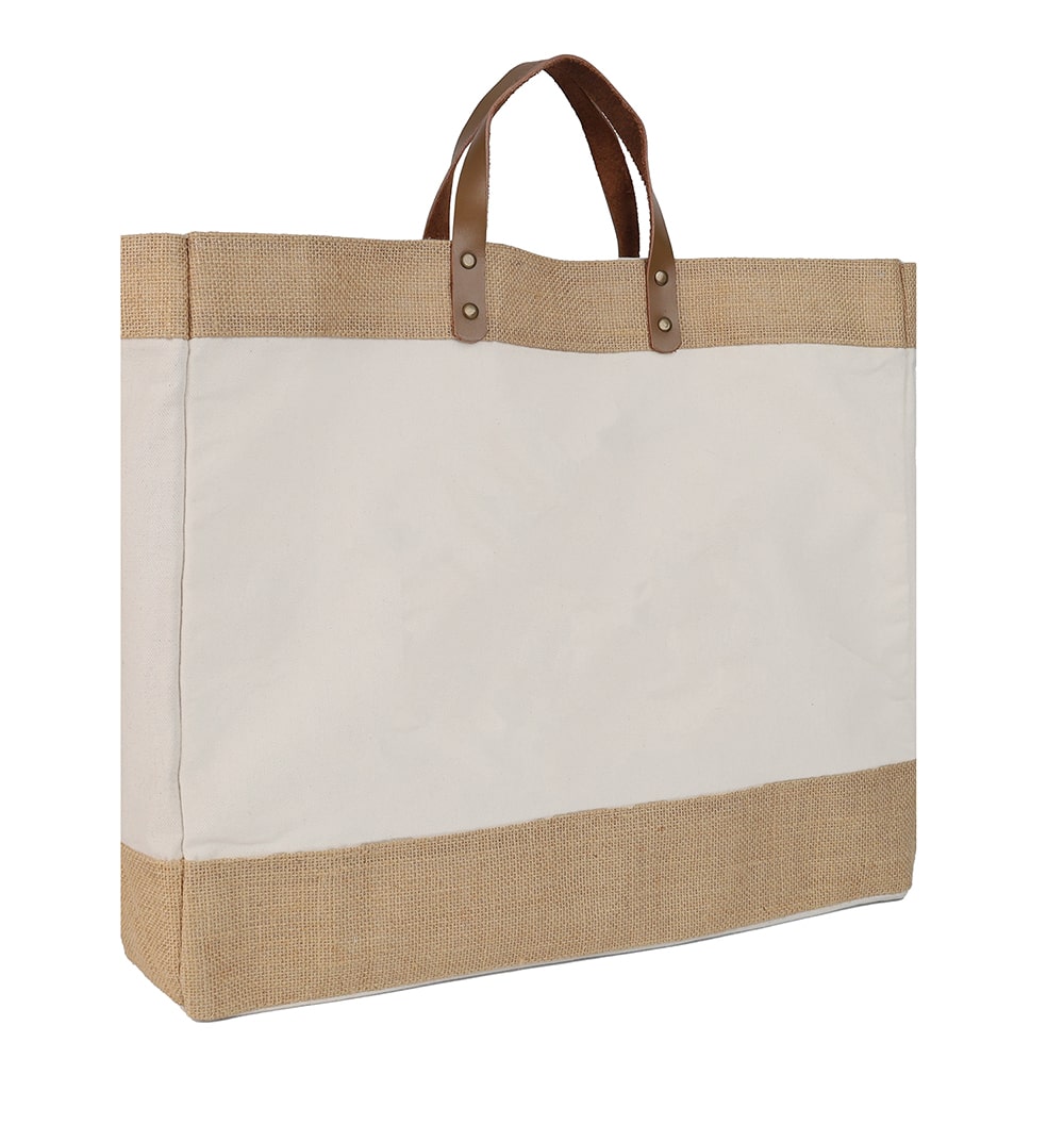 ZAKEN - Canvas & Jute Bag with Leather Handle